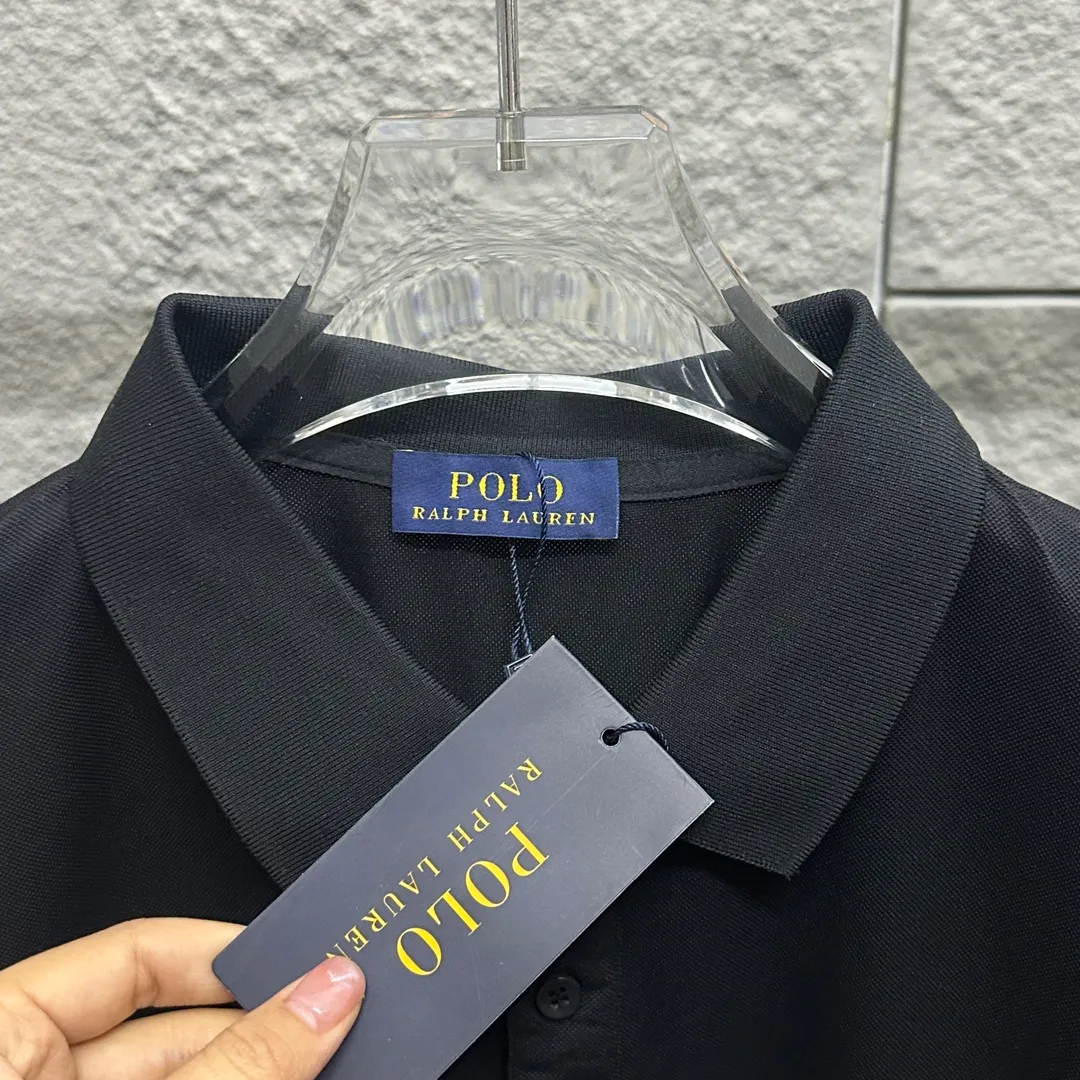 🅿️180 Ralph Lauren POLO 2025 Spring and Summer New Style Simple logo small embroidery pique fabric Short-sleeved polo for men and women Size: M L XL 2XL 3XL Color: Black White